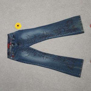 Vintage Y2K BONGO Low Rise Bootcut Flare Embroidered Western Jeans